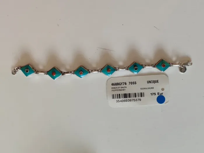 Bracelet argent Agnès b Sajita peppermint 18cm