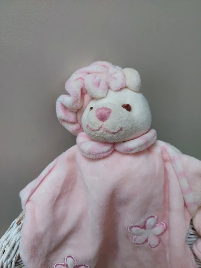 Bukowski - dousou ourson rose avec fleurs brodées - photo numéro 2