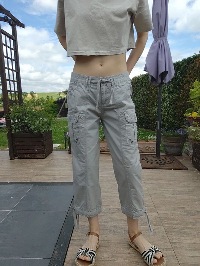 Pantacourt gris clair à lacets taille basse T40 - KWoman - photo numéro 7