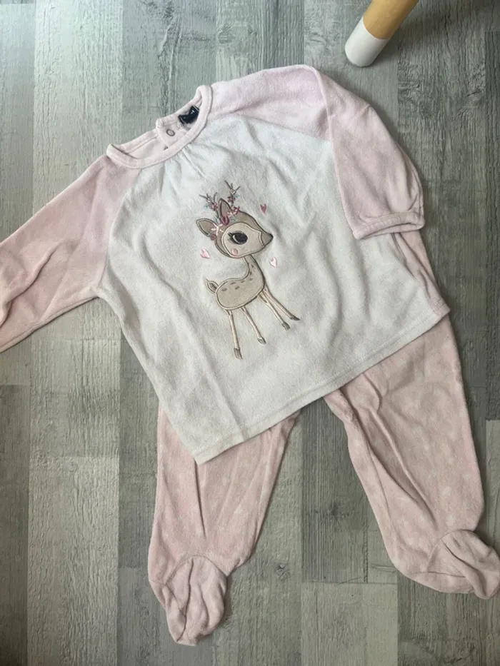 Pyjama 2 pièces« petit faon » rose 18 mois Kiabi
