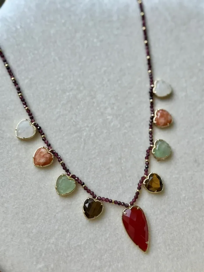 Sublime collier perles et pierres naturelles en forme de cœur habaha Paris - photo numéro 3