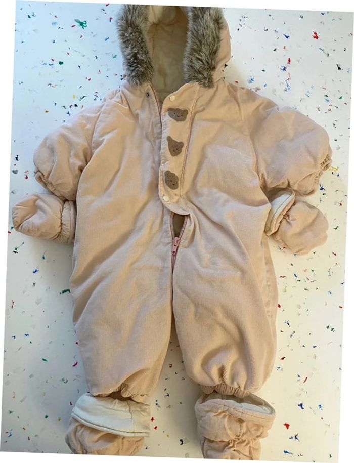 Combinaison pilote en velours rose Bonpoint 12 mois - photo numéro 2