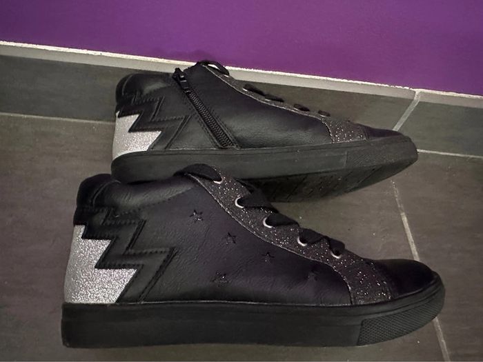 Baskets noir et argenté pailletée - photo numéro 3