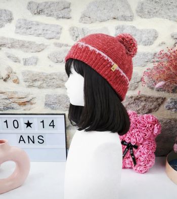 Bonnet en tricot slate rose pailleté fille taille 10/14 ans marque TAO 🦜