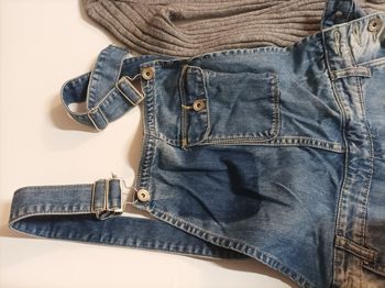 Salopette en jean + robe d'automne