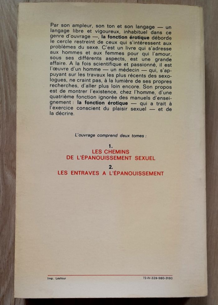 Dr Gérard Zwang- La fonction érotique tome 1 les chemins de l'épanouissement sexuel - photo numéro 3