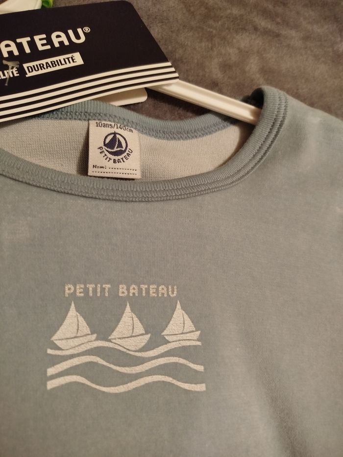 Pyjama Petit bateau neuf 10 ans bleu clair - photo numéro 2
