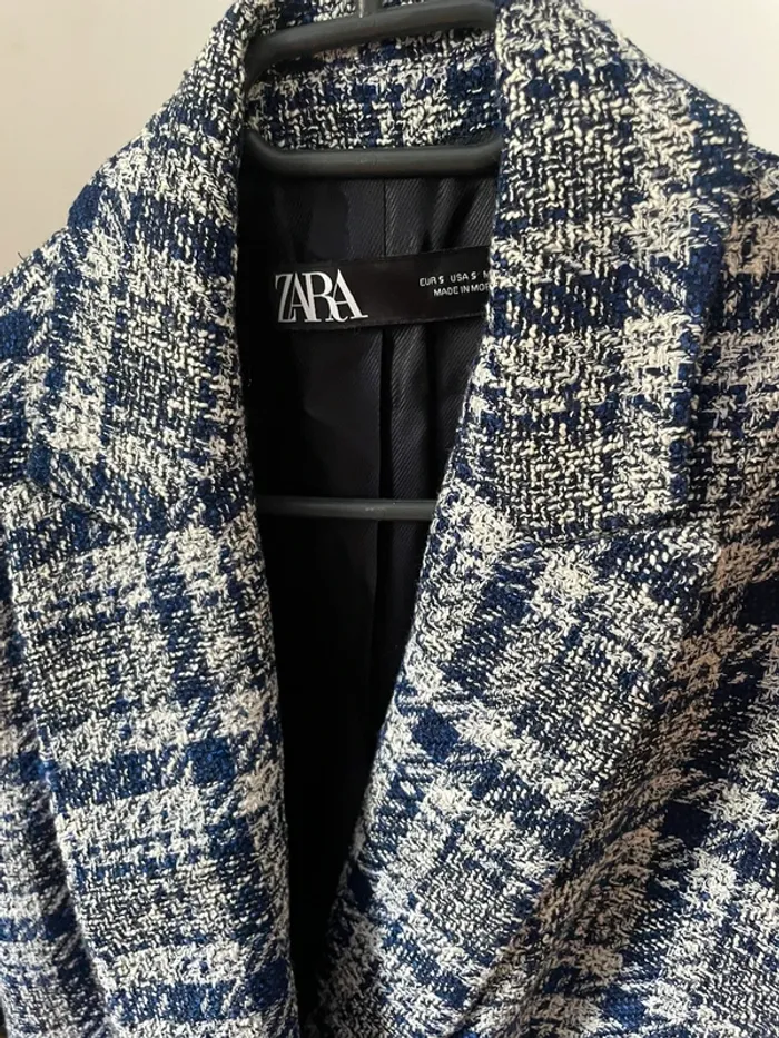 Zara veste blazer texturé /robe tailleur sans manches en tweed taille S - photo numéro 6
