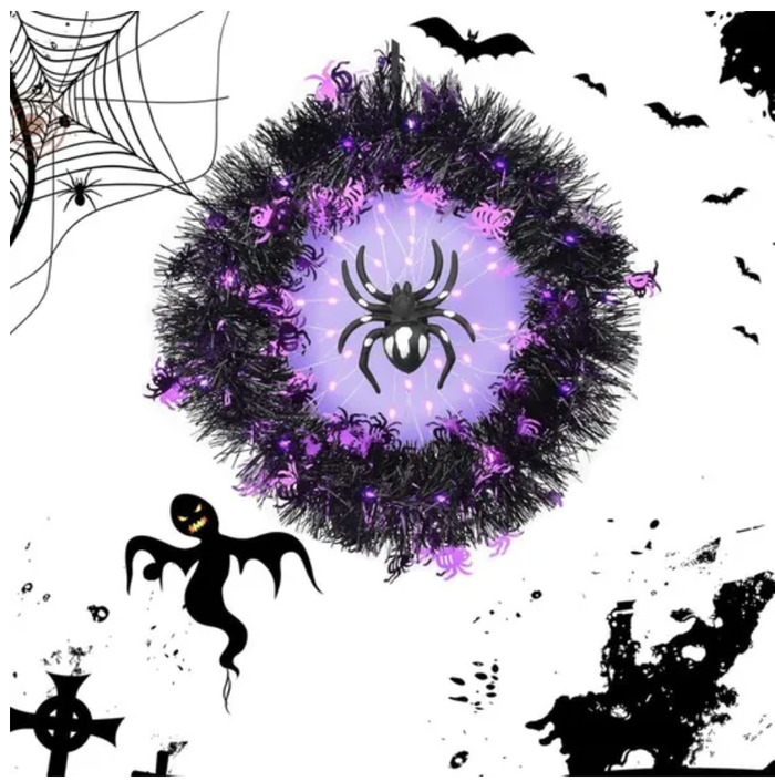 Neuf Couronne d'araignée d'Halloween avec LED's violettes - photo numéro 4
