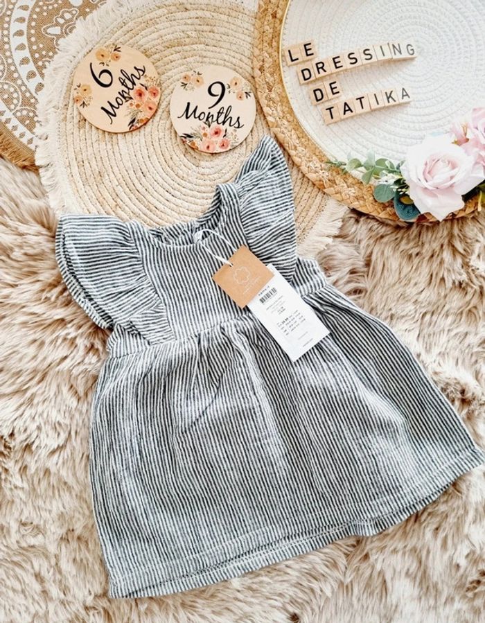 Robe rayées printemps été 6/9M bébé fille