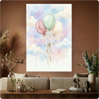 Affiche ballons aquarelle "Ballons Pastel" poster déco murale enfant A3 Sans cadre