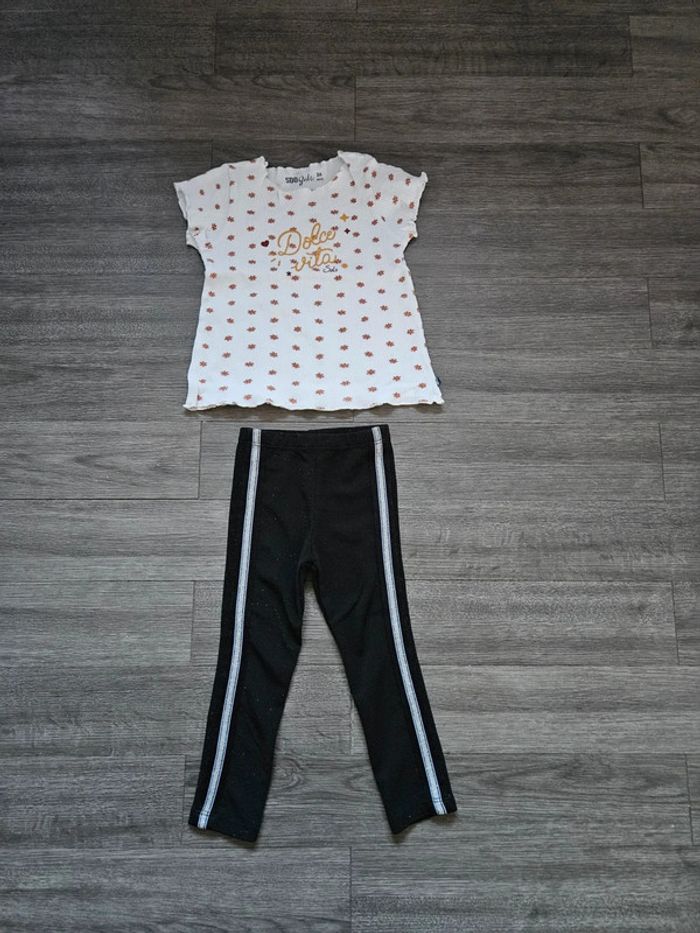 Ensemble tee-shirt côtelé et legging pailleté taille 3 ans