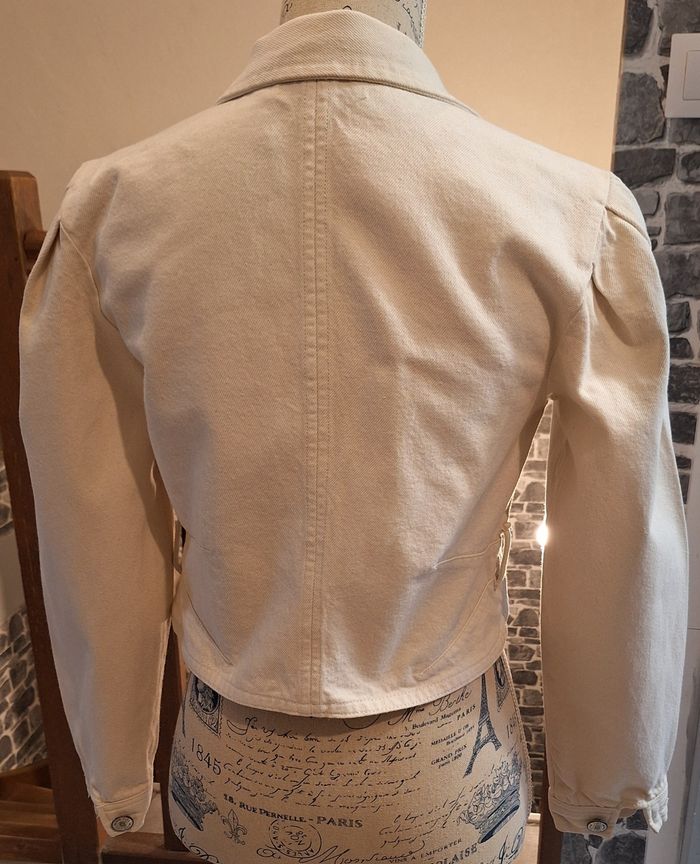 Veste courte en jean couleur écru - photo numéro 5