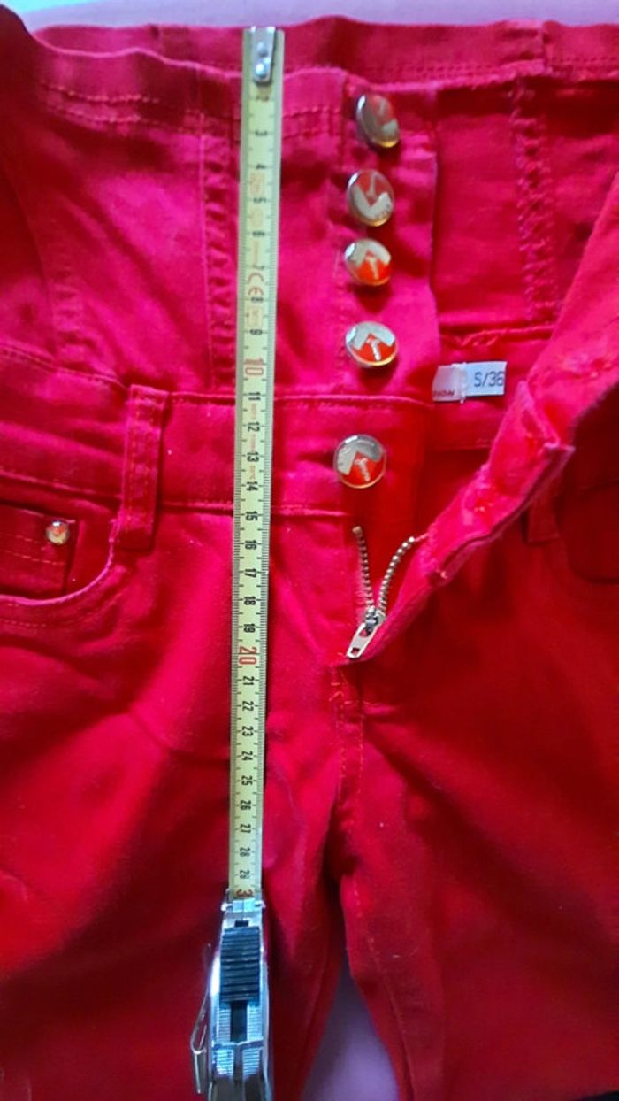 Pantalon taille haute rouge - photo numéro 5