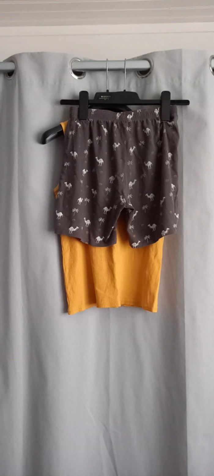Ensemble pyjama été kiabi 12 ans jaune et gris - photo numéro 4