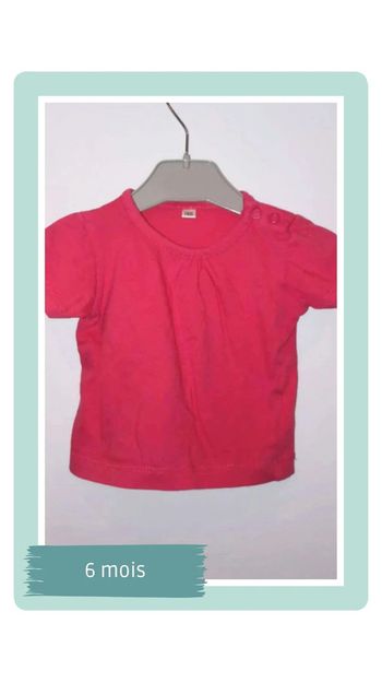 🍄 T-shirt basique rose jersey 6 mois