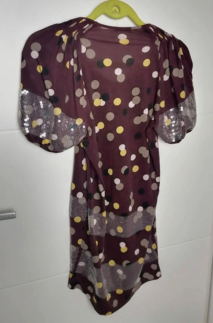 Robe d'été pois bordeaux mauve pois sequins Taille L Kenzo - photo numéro 7