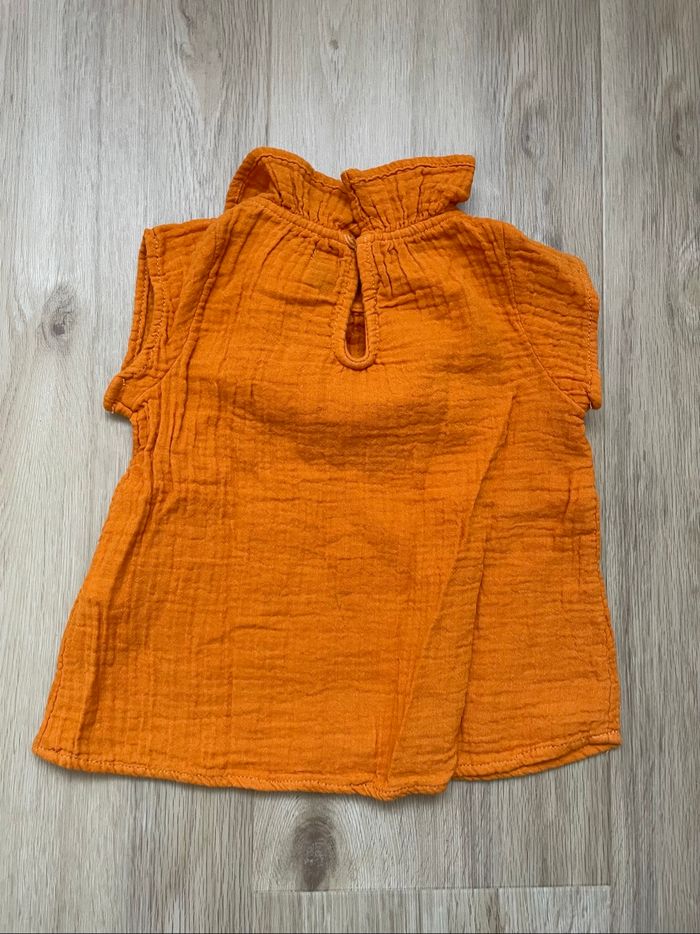 Haut gaz de coton Kiabi orange moutarde 18 mois - photo numéro 3