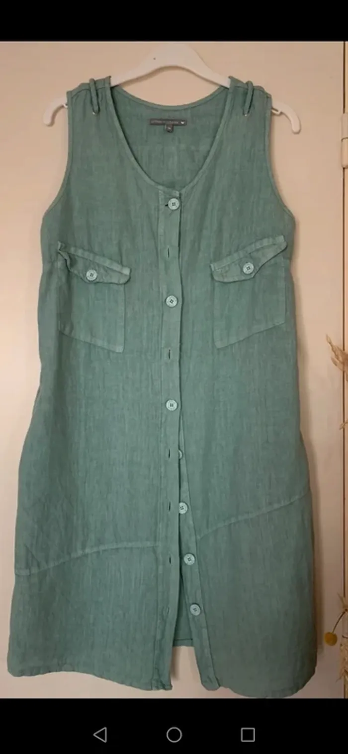 robe en lin verte 40 Phare de la Baleine
