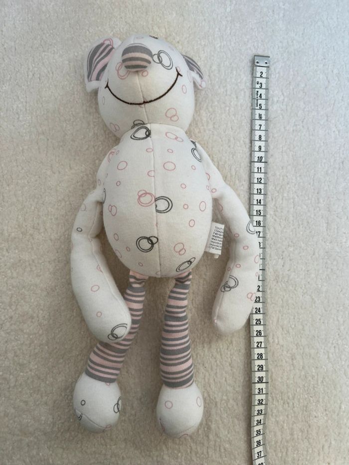 Peluche souris blanche grise et rose TCF - photo numéro 2