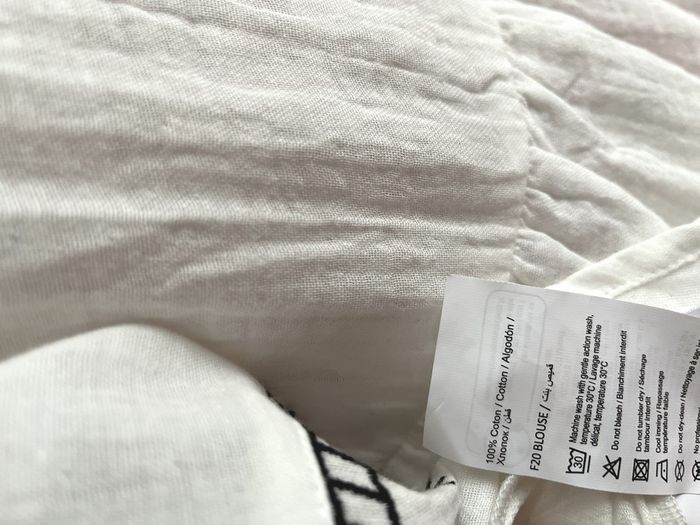Blouse, tunique, chemisier blanc et noir taille XL, 100% coton - photo numéro 4