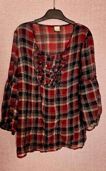 Blouse tartan jabot