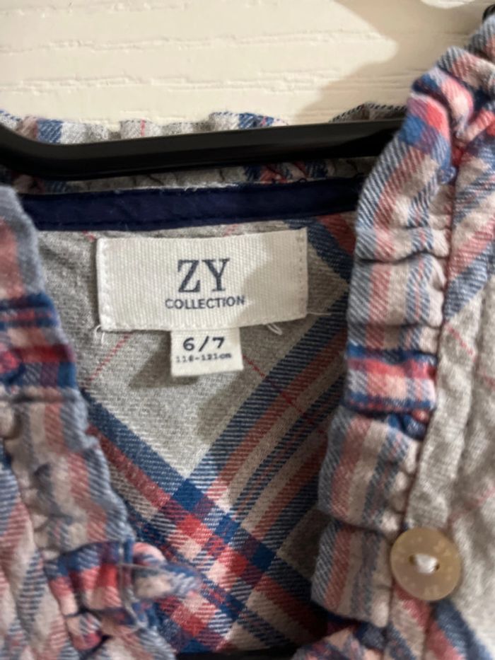 ZY 6/7 ans - chemise tunique bleu carreaux - photo numéro 2