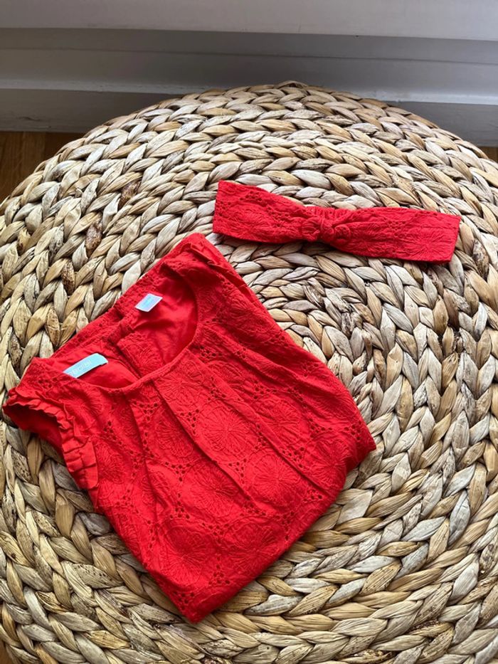 Ensemble Robe Corail et bandeau 18 mois 80cm - photo numéro 2