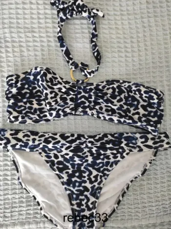 Maillot de bain 2 pièces imprimé léopard