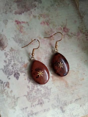 Boucles d'oreilles en obsidienne Mihogany