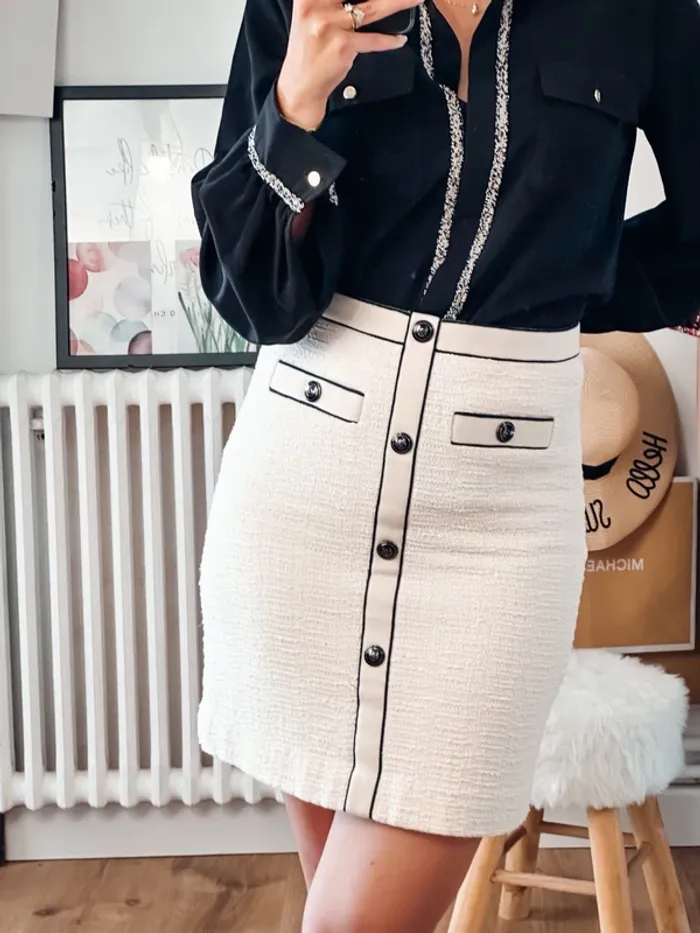 Mini jupe Maje blanc cassé et noire taille :6