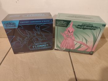 Lot 2 ETB cartes Pokémon flammes fantasmagoriques Faille paradoxe collection coffret