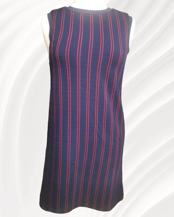 Robe droite sans manches bleu marine et bordeaux - photo numéro 2