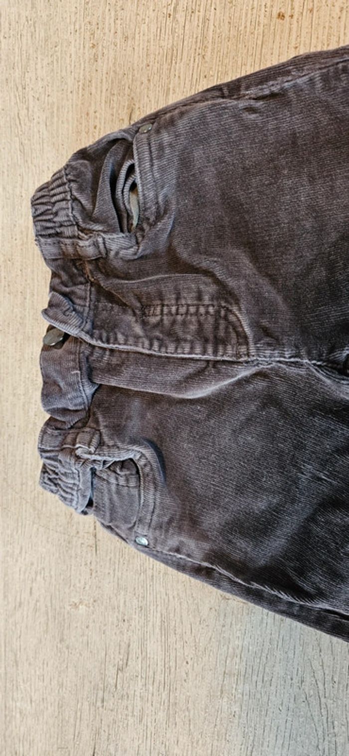 Pantalon en velour brun foncé, cotellé, Grain de Blé, 18 mois, nickel - photo numéro 3