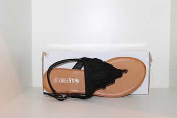 sublime tongs noires à franges 37