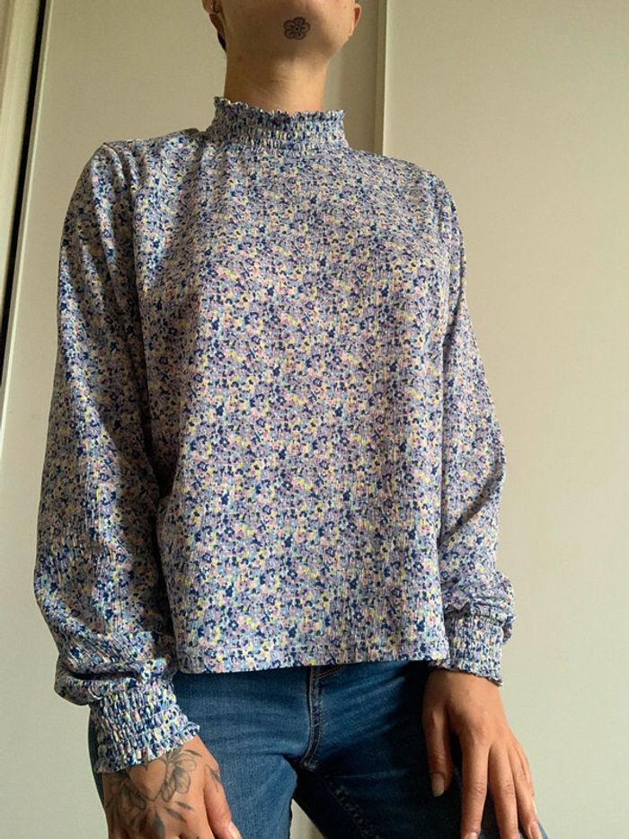 Blouse gris bleue fleuris only taille s 36