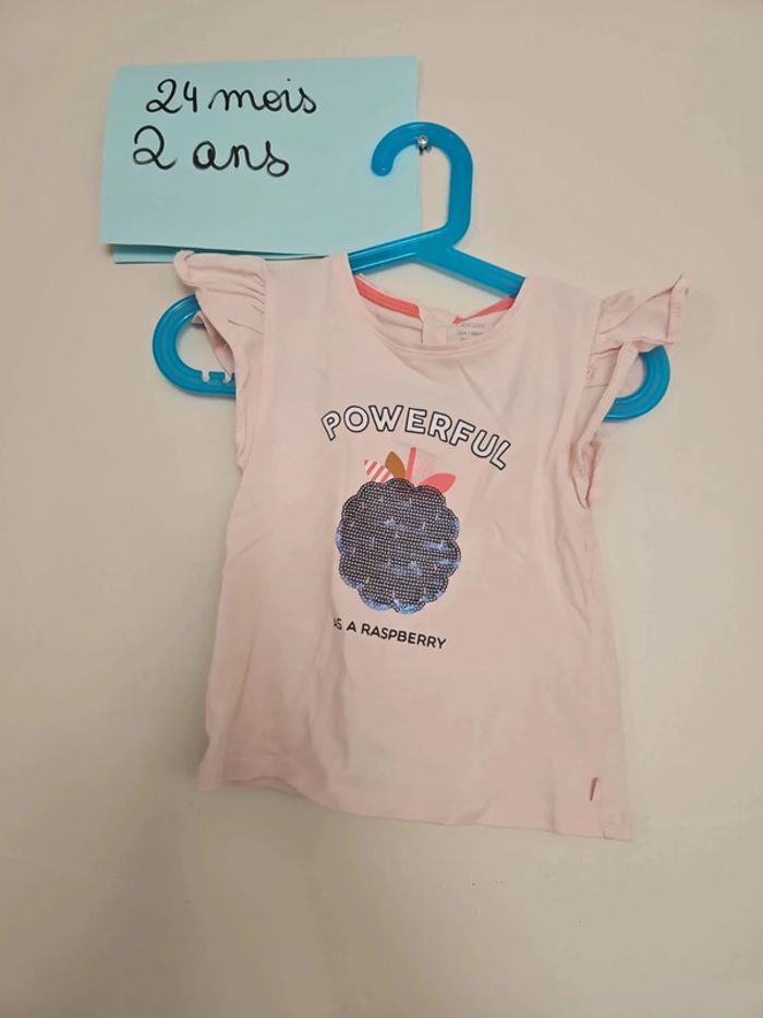 Tee shirt taille 24 mois 2 ans rose okaidi