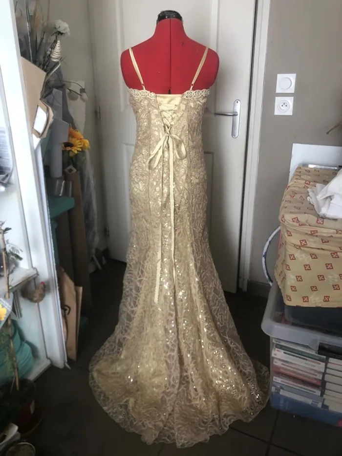Robe de soirée couleur champagne crème T40 femme 👗 - photo numéro 12