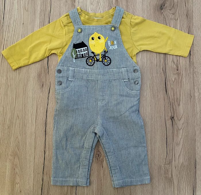 Ensemble salopette et t-shirt manches longues 6 mois
