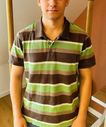 💜 Polo manche courte vert & marron Armand thiery taille M 💜