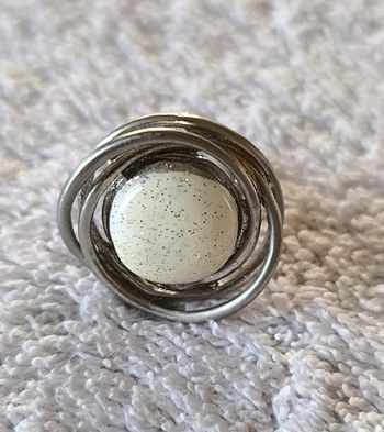Bague ajustable, blanc pailleté, Taille de 54 à 66 env