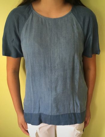 Magnifique blouse bleue à manche courte || T34