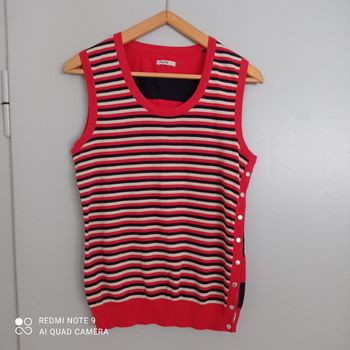 Débardeur pull à rayures rouges t40
