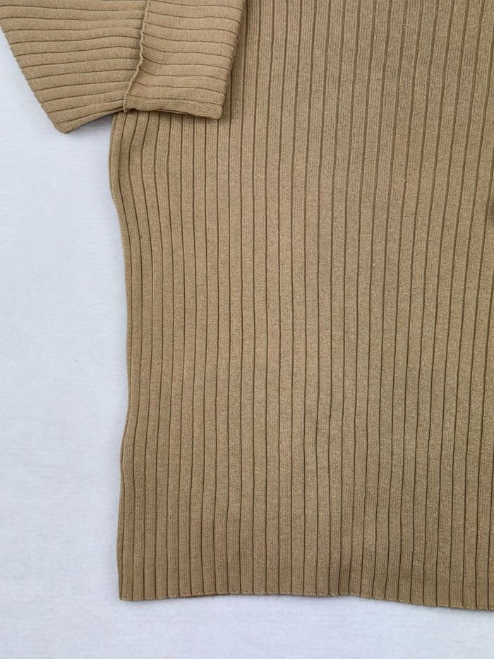 Pull côtelé Tommy Hilfiger femme beige col V Taille M Made in Japan #02125 - photo numéro 7
