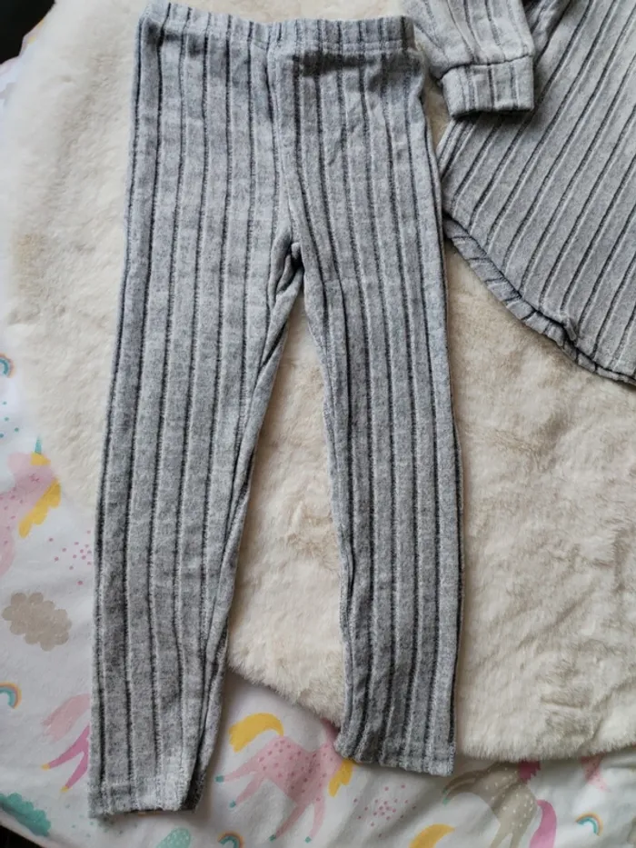 Ensemble pantalon et haut côtelé 6 ans neuf gris - photo numéro 3