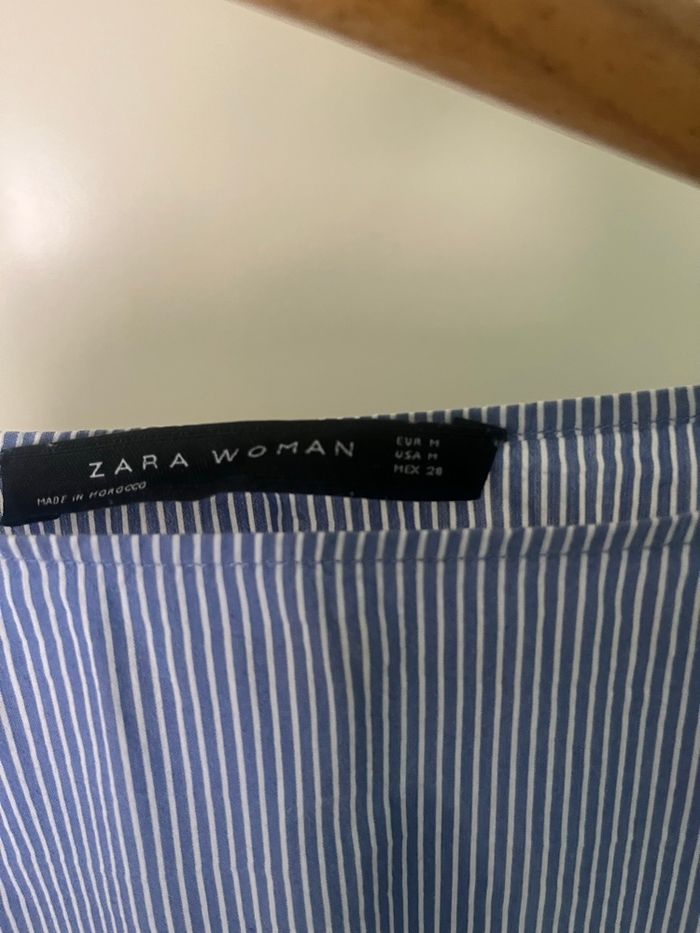 Blouse Zara à rayures et détails dentelle taille M - photo numéro 2