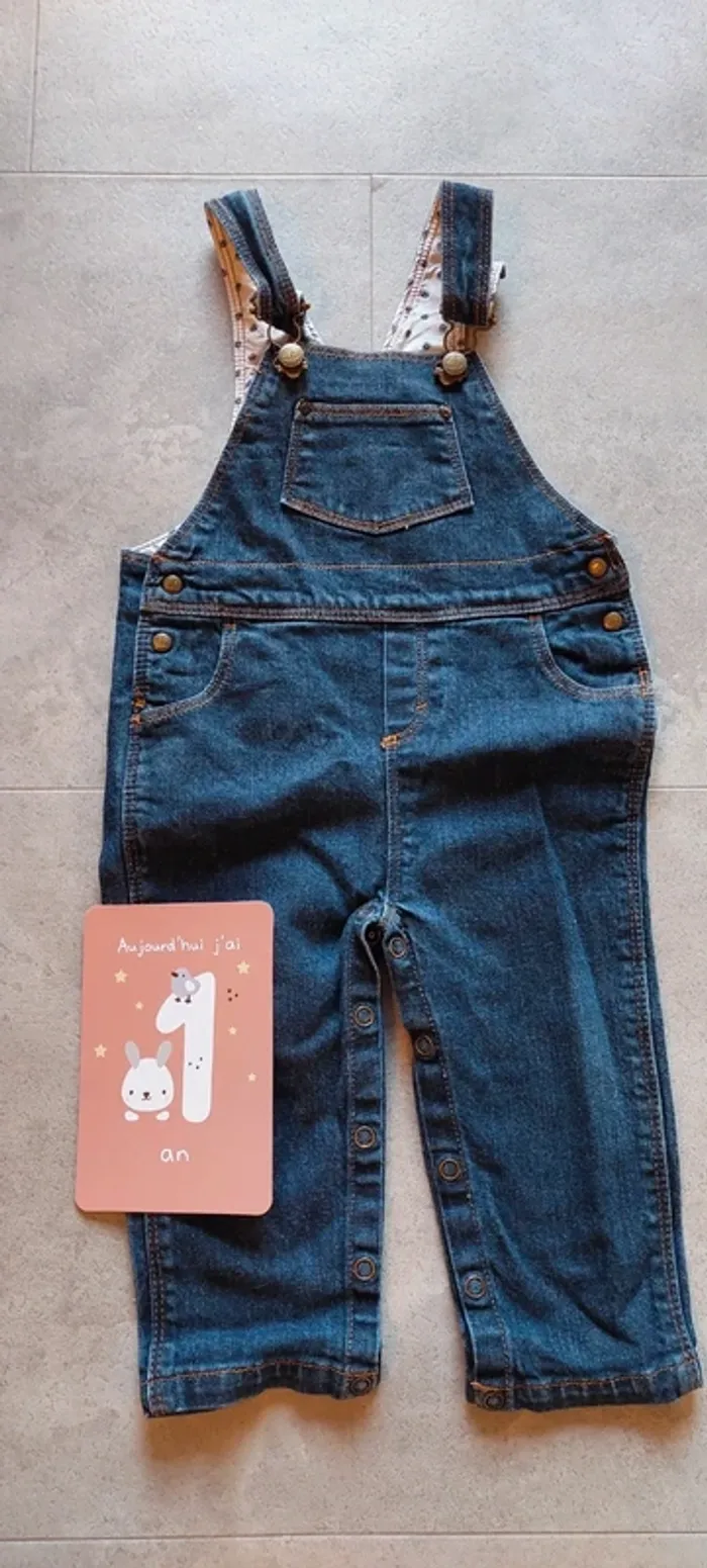Salopette jean petit bateau 12 mois - photo numéro 2