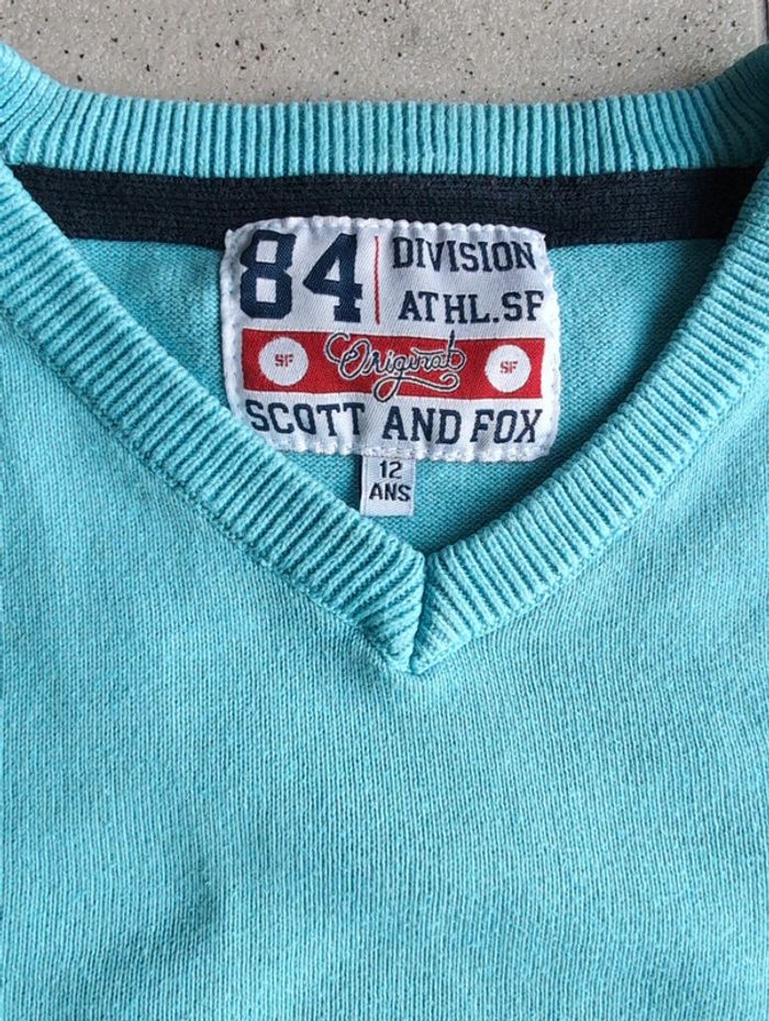 Pull col v turquoise - photo numéro 5