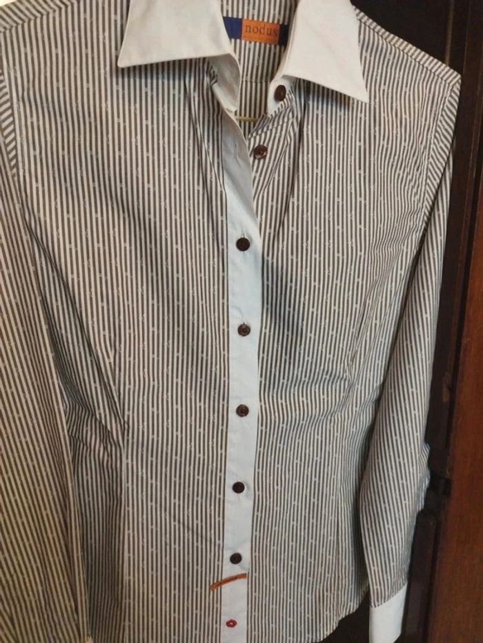 Chemise blanche rayures kiss print lèvres bisou S/36 vintage - photo numéro 5