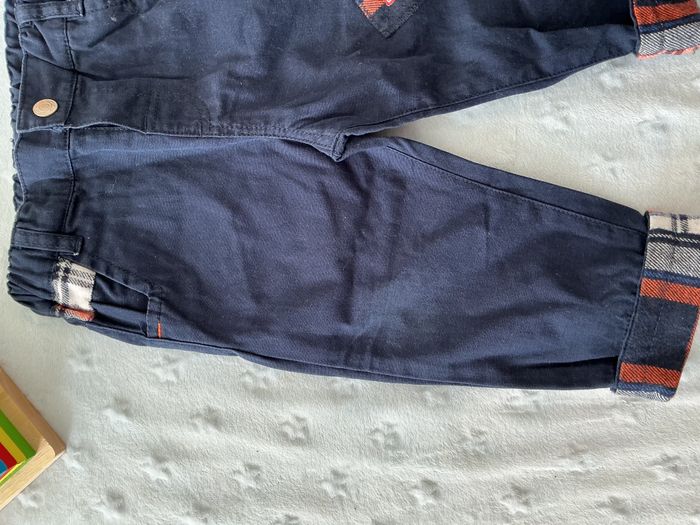 pantalon léger marine revers orange et blanc taille réglable 12 mois u tout petits - photo numéro 6